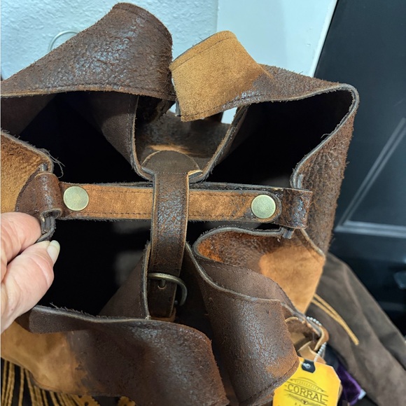 Corral Brown Lamb Leather Tote Bag - Picture 6 of 7